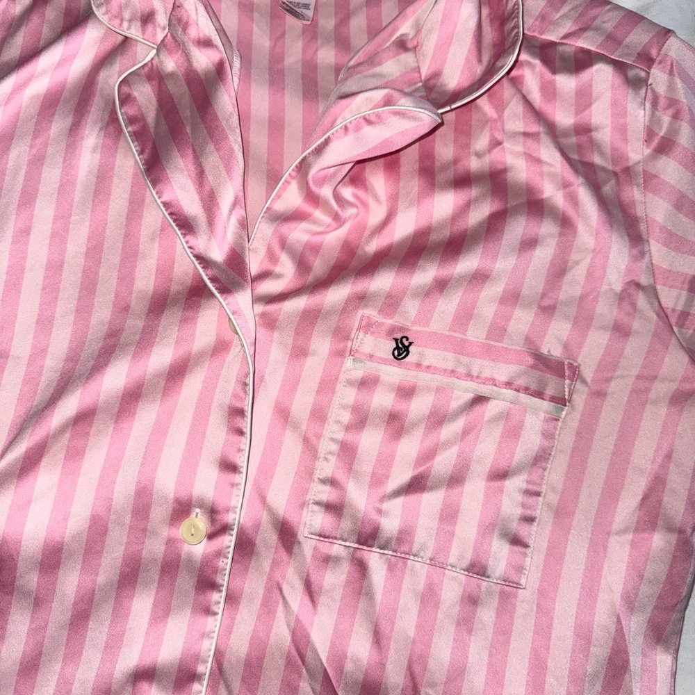 Victoria's Secret Pink Button Down Shirt Casual Sleepwear Night short sleeve top - Picture 2 of 11